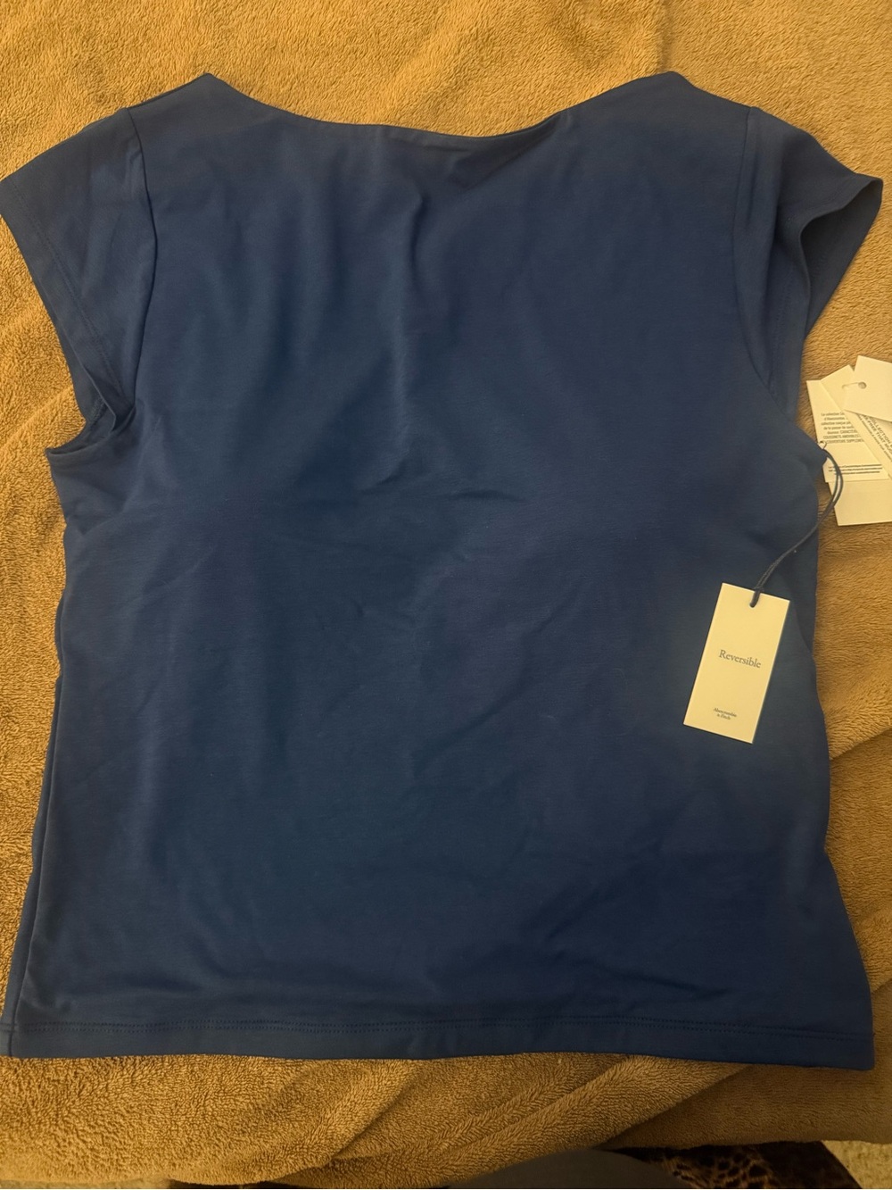 Abercrombie Blue Reversible Cap-Sleeve Bra-Free top